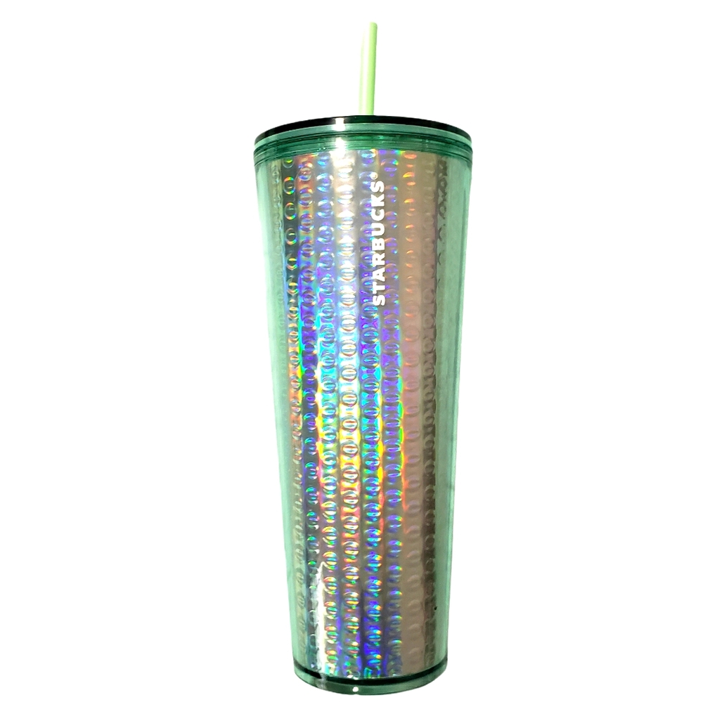 Starbucks Mint Green Iridescent Bubble Tumbler Cup Venti 24 oz NEW